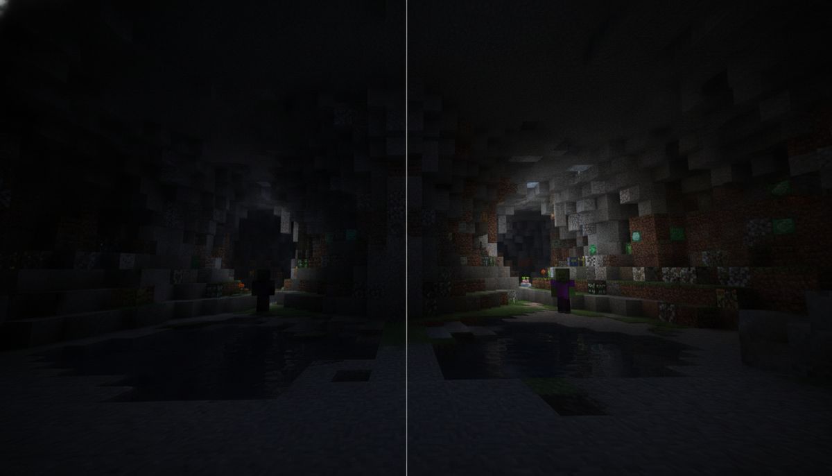 Gamma Texture Pack for Minecraft Bedrock - Night Vision - Minecraft Bedrock guide